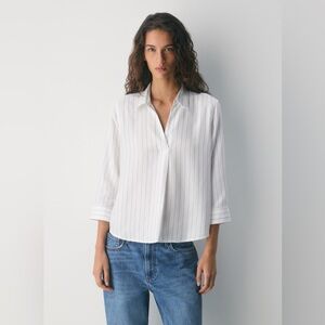 Aritzia Babaton White/Stripe Persona Shirt Small